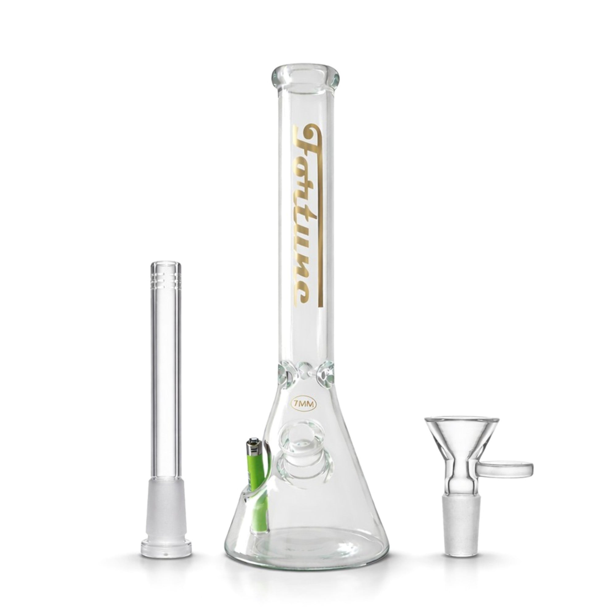 Fortune | 18" Beaker Bong – 7mm w/ Lighter Holder