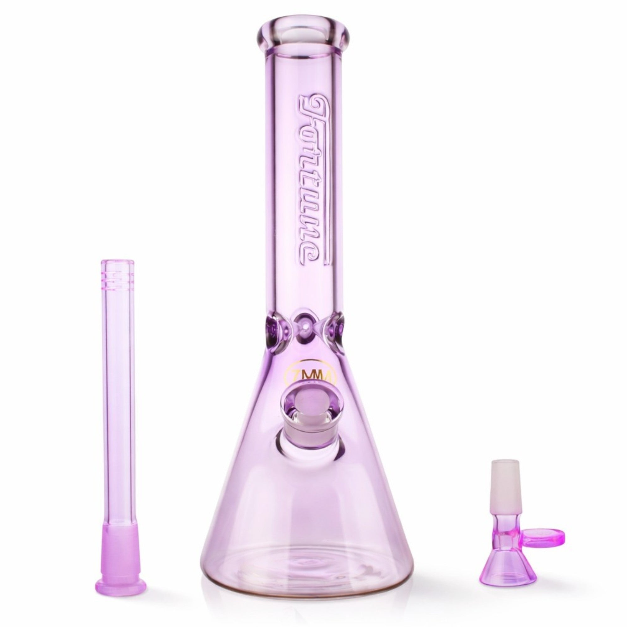 Fortune | 14" 7mm Engraved Color Beaker Bong