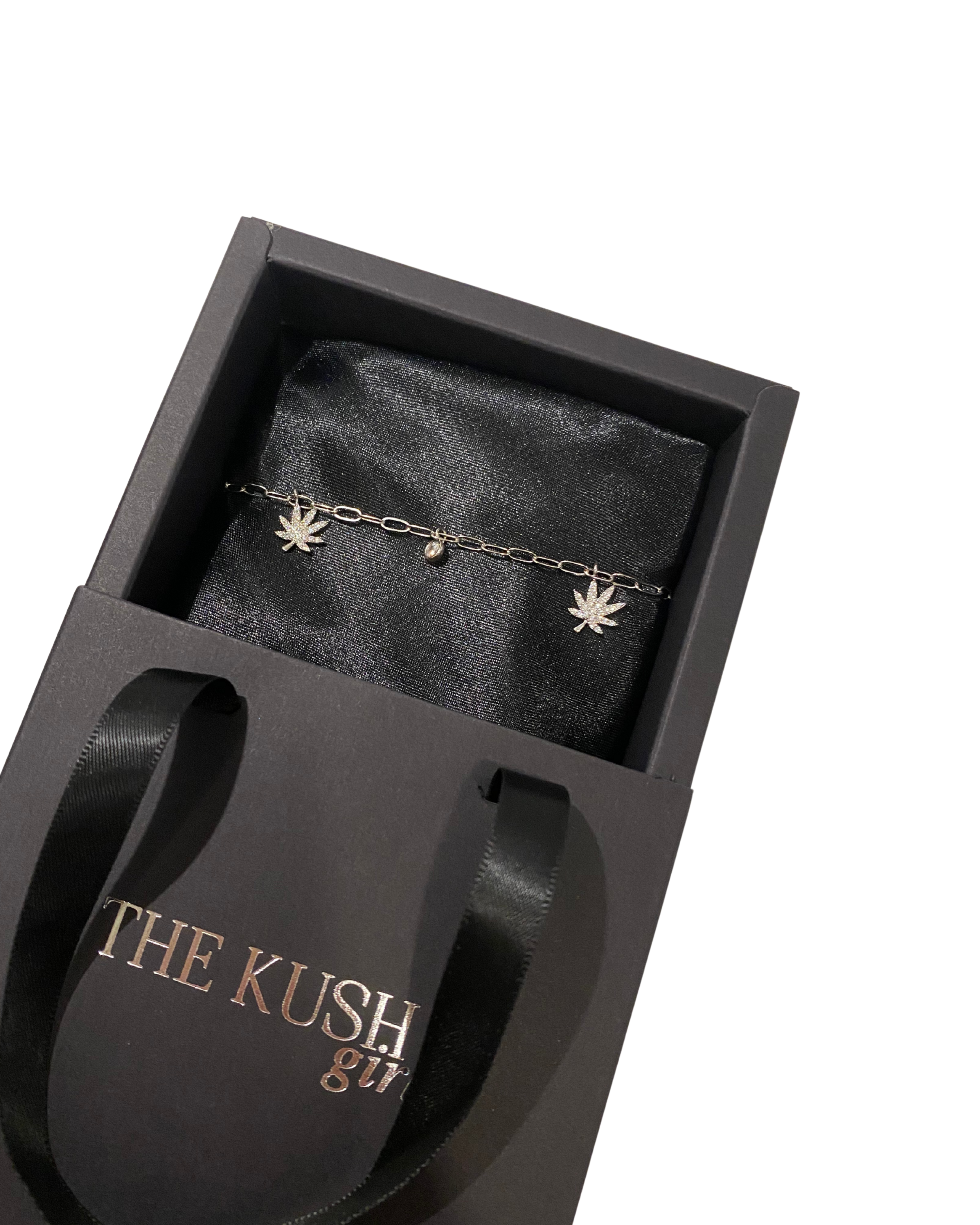 SILVER CANNABIS CHARMED BRACELET