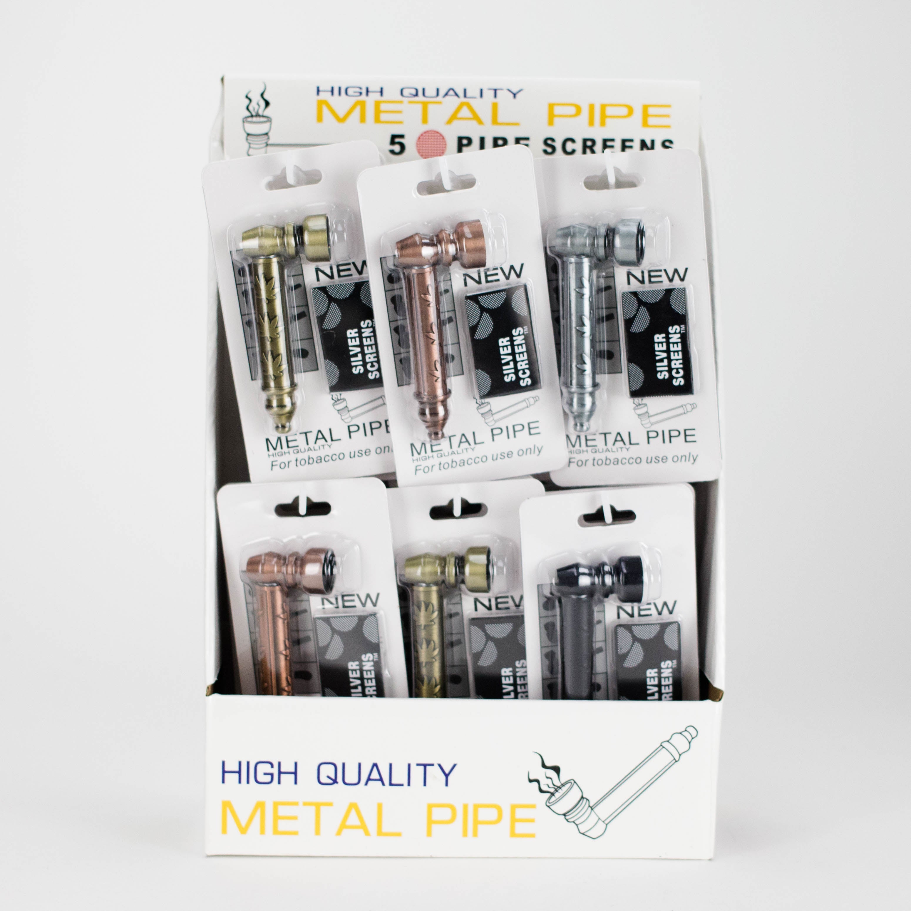 Metal Pipe with Silver Screen – Blister Pack Display / 24 Pack