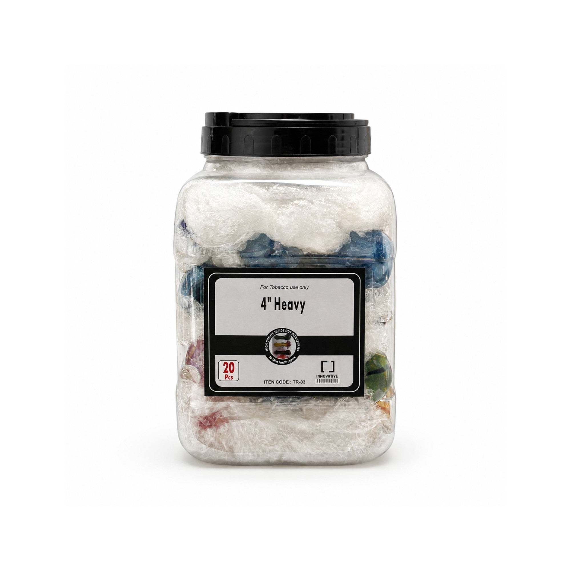 5" Bubble Dot Glass Hand Pipe Display Jar – 20 Count