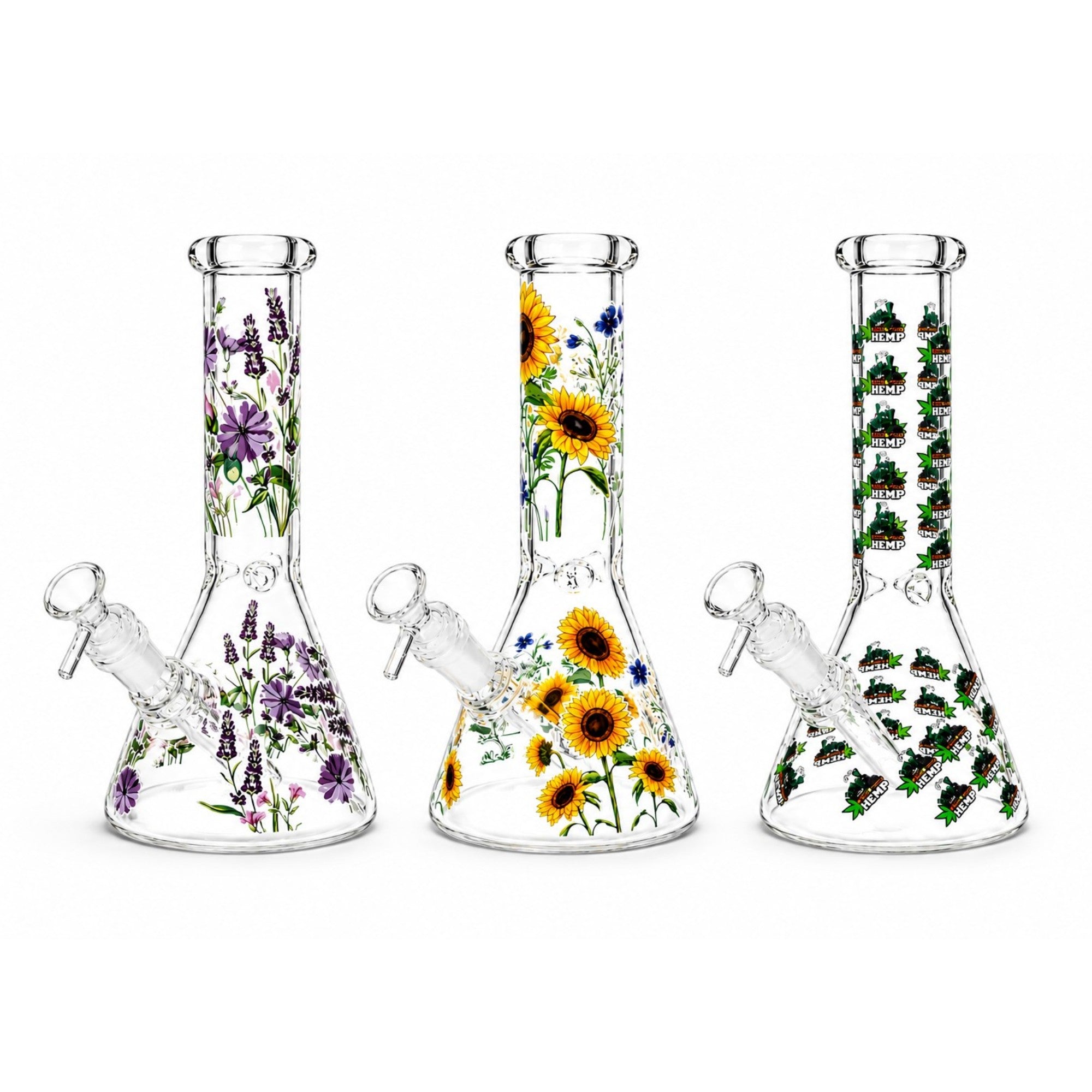 10" Glow-in-the-Dark Floral Beaker Bong