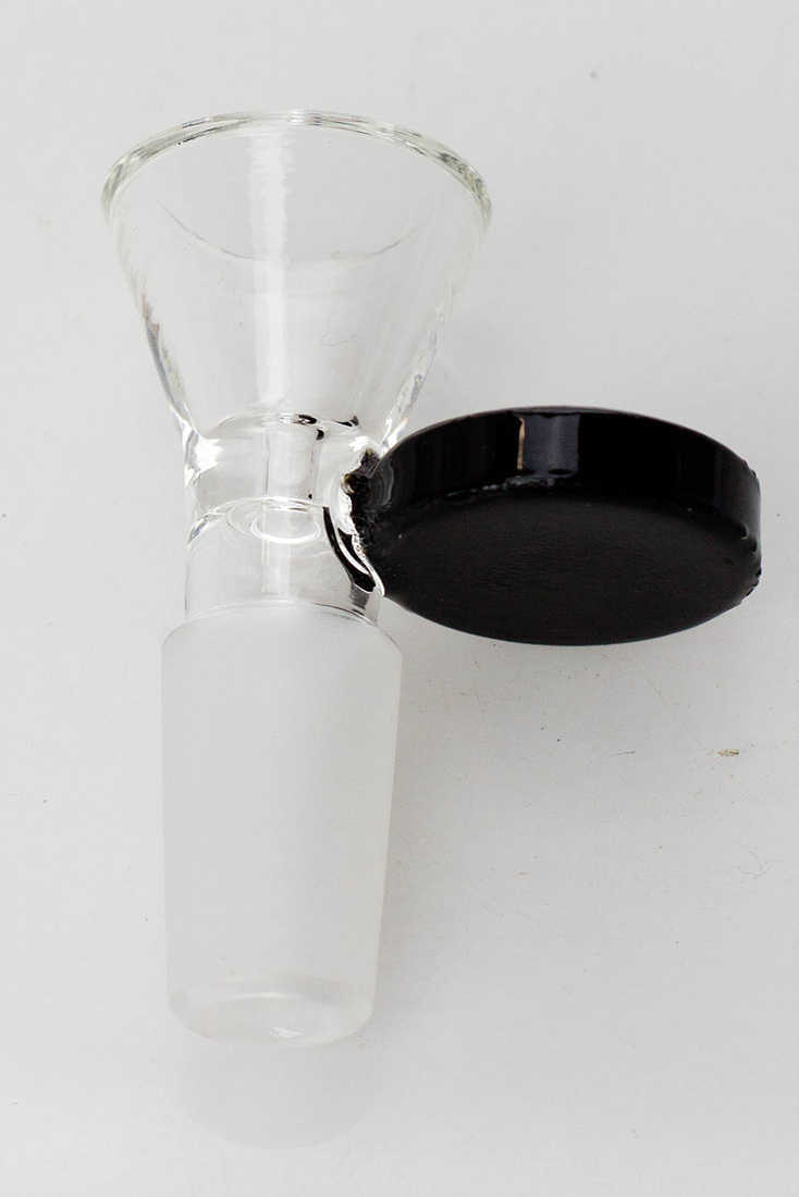Glass bowl with round handle