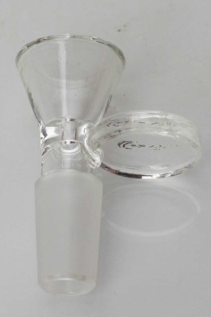 Glass bowl with round handle