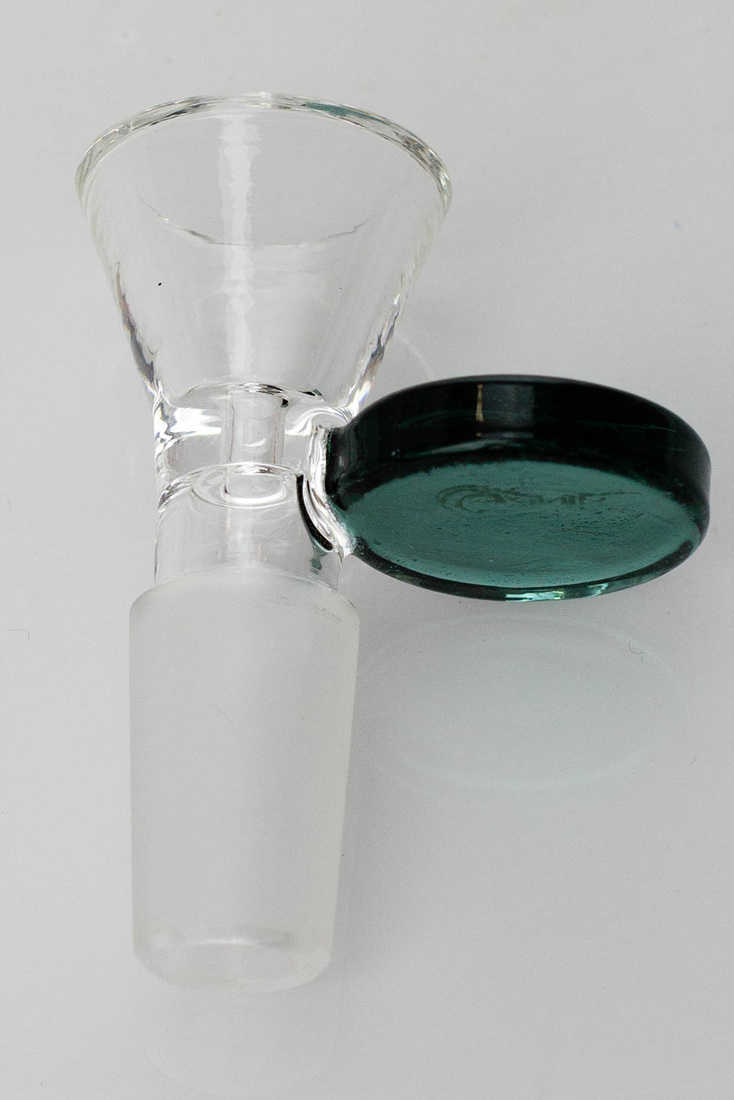 Glass bowl with round handle