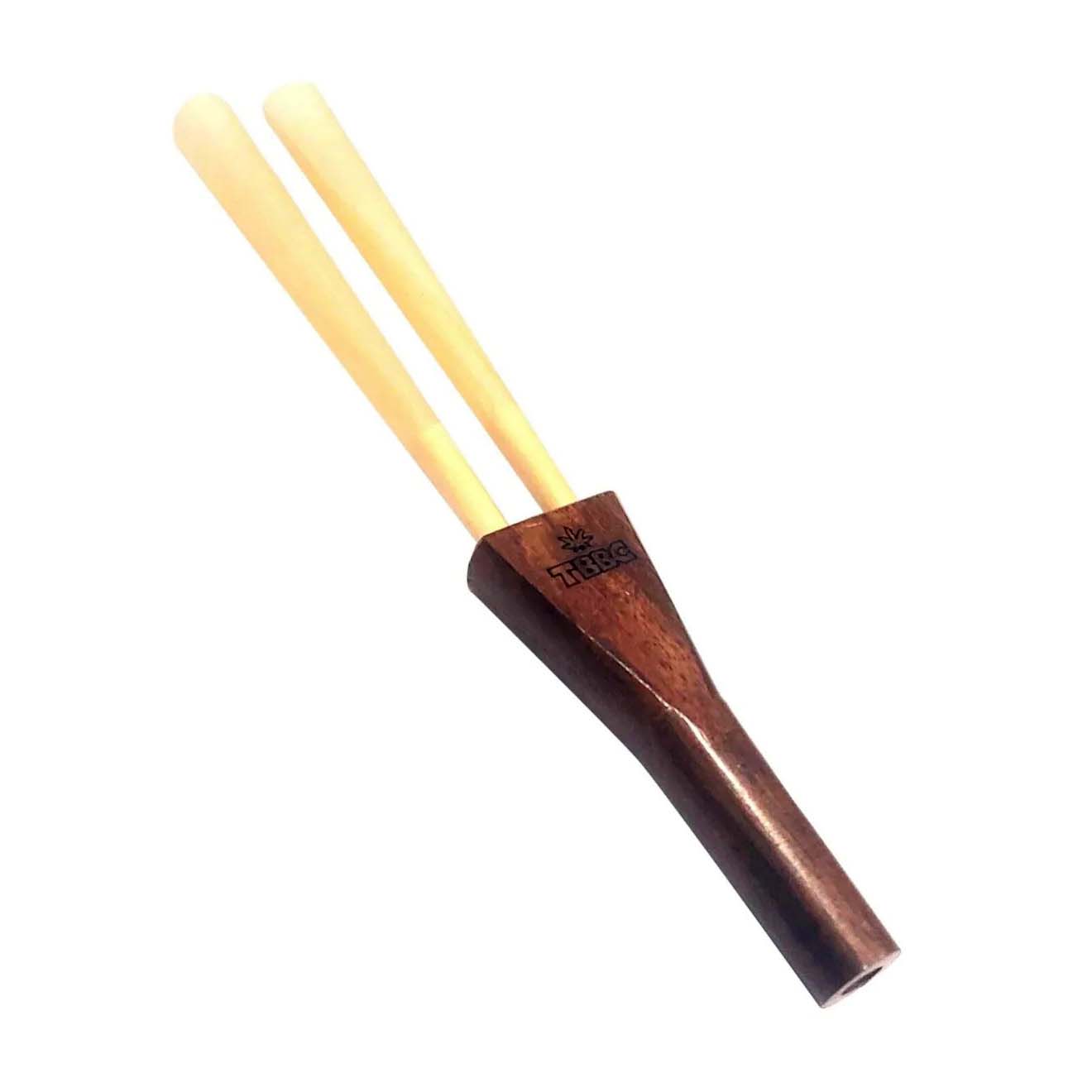 TBBC Double Barrel Wooden Joint Holder (2-in-1) | Wholesale Bulk Pack (64)