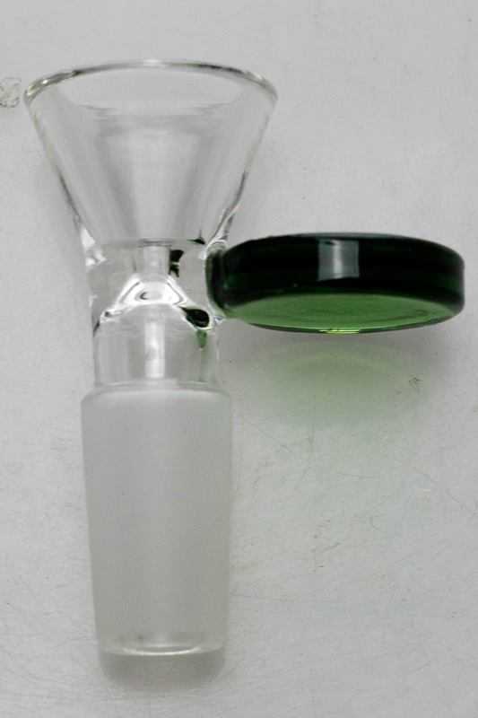 Glass bowl with round handle