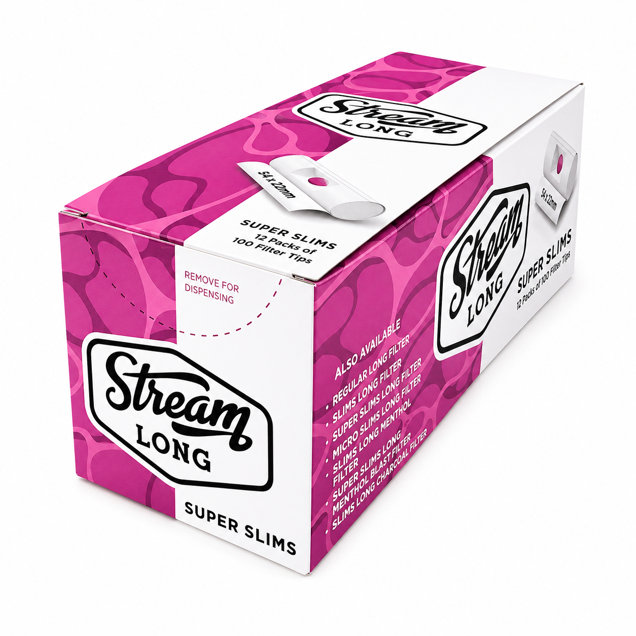 STREAM | Super Slims Long RYO Filters Display Carton - 12 Bags (Mono Type)
