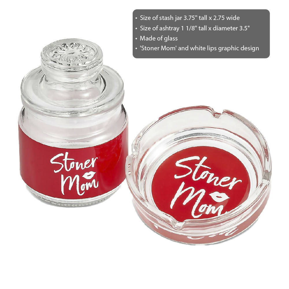 ASHTRAY AND STASH JAR SET - RED STONER MOM DESIGN