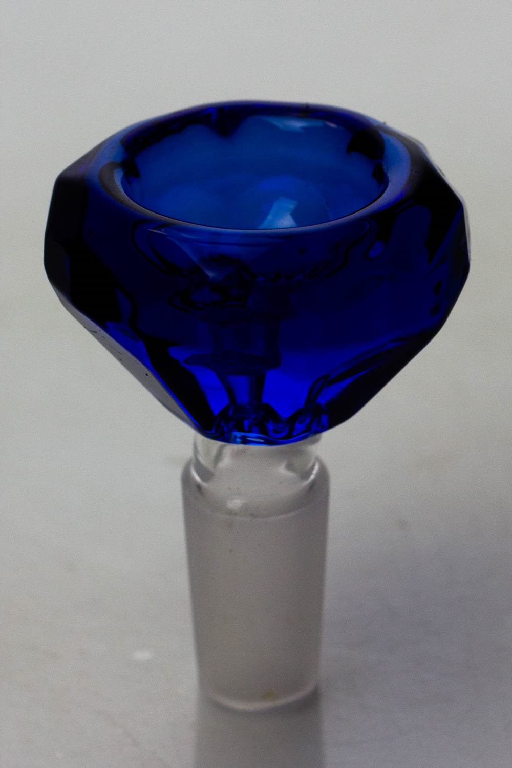Diamond cutting shape wide glass bowl