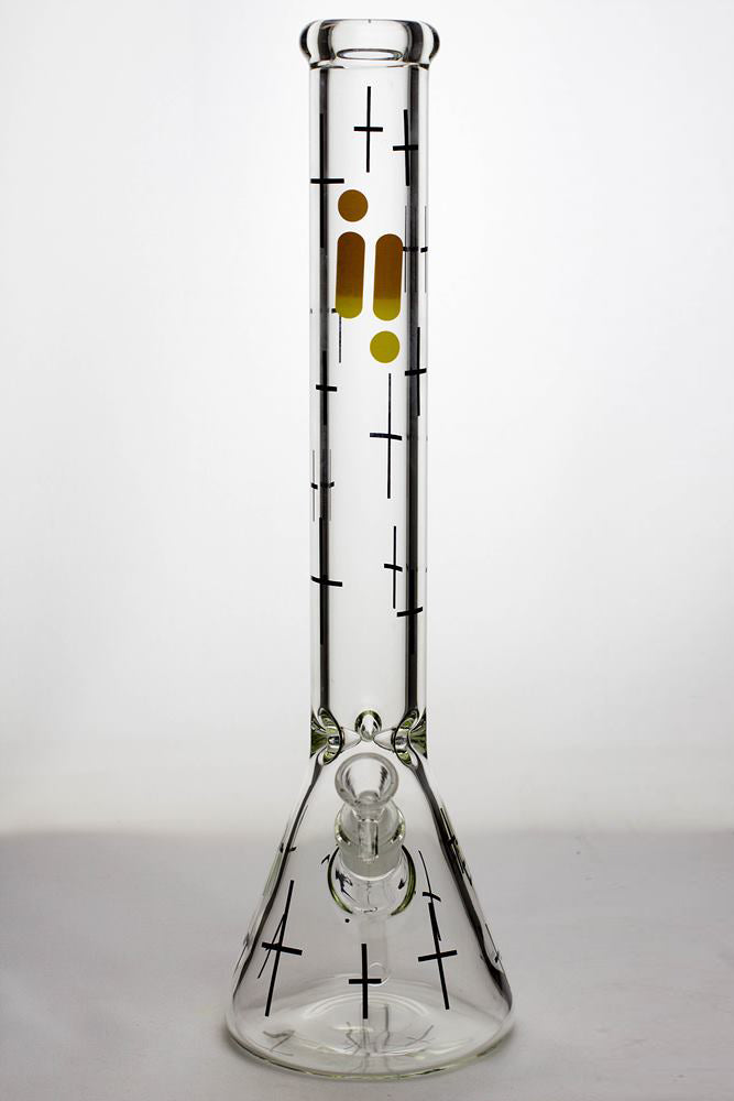 17" infyniti glass cross symbol printed beaker water bong