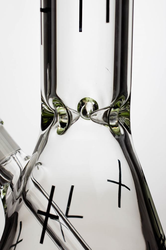 17" infyniti glass cross symbol printed beaker water bong