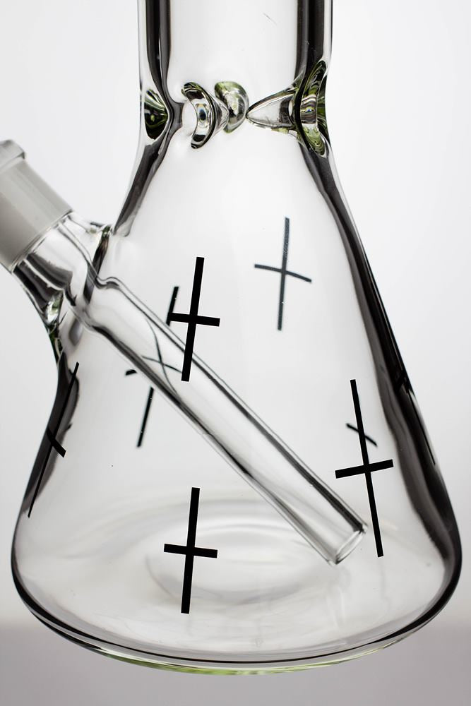 17" infyniti glass cross symbol printed beaker water bong