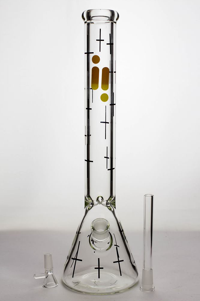 17" infyniti glass cross symbol printed beaker water bong