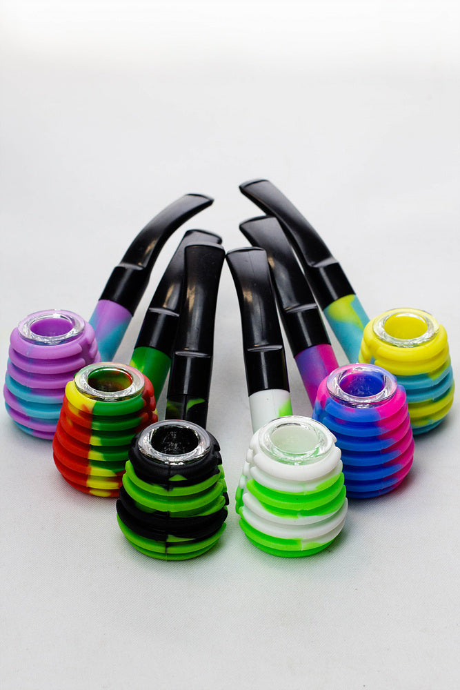 Sherlock Silicone pipe in display with glass bowl-WP134