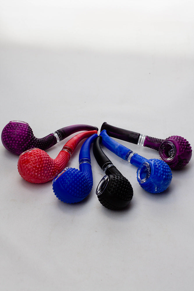 Sherlock Silicone pipe in display with glass bowl-WP164