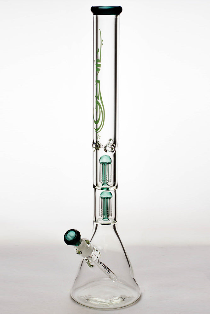 24" genie double 6 arms heavy glass water beaker bong