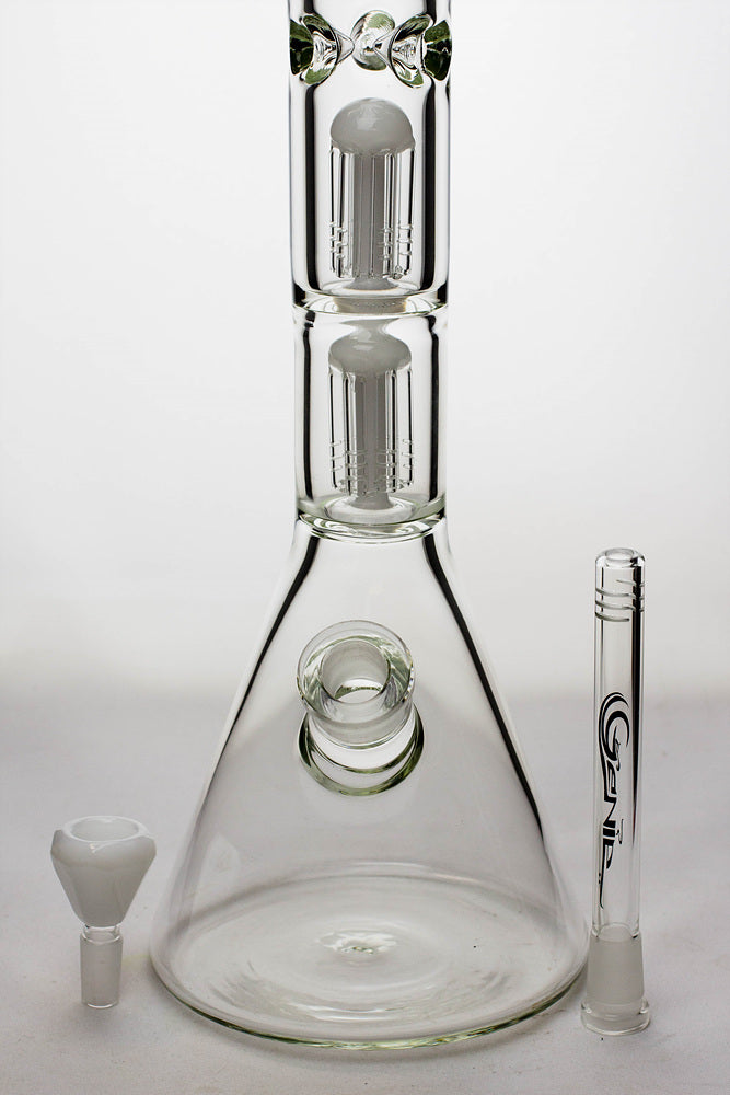 24" genie double 6 arms heavy glass water beaker bong