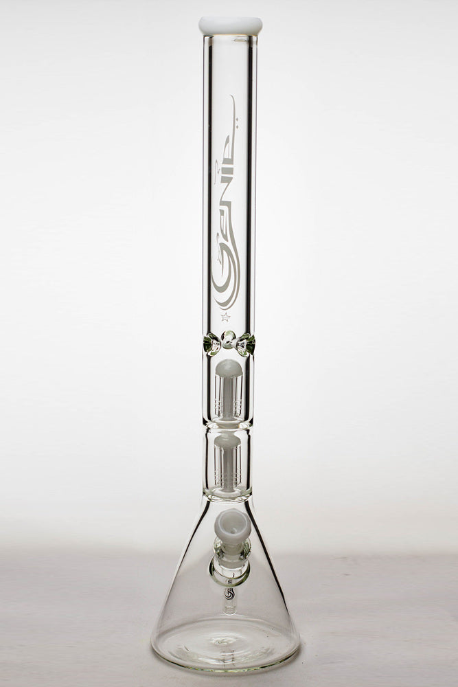 24" genie double 6 arms heavy glass water beaker bong