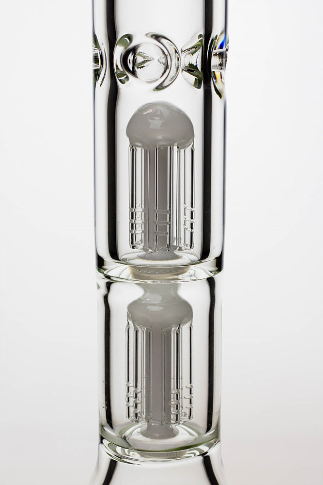 24" genie double 6 arms heavy glass water beaker bong