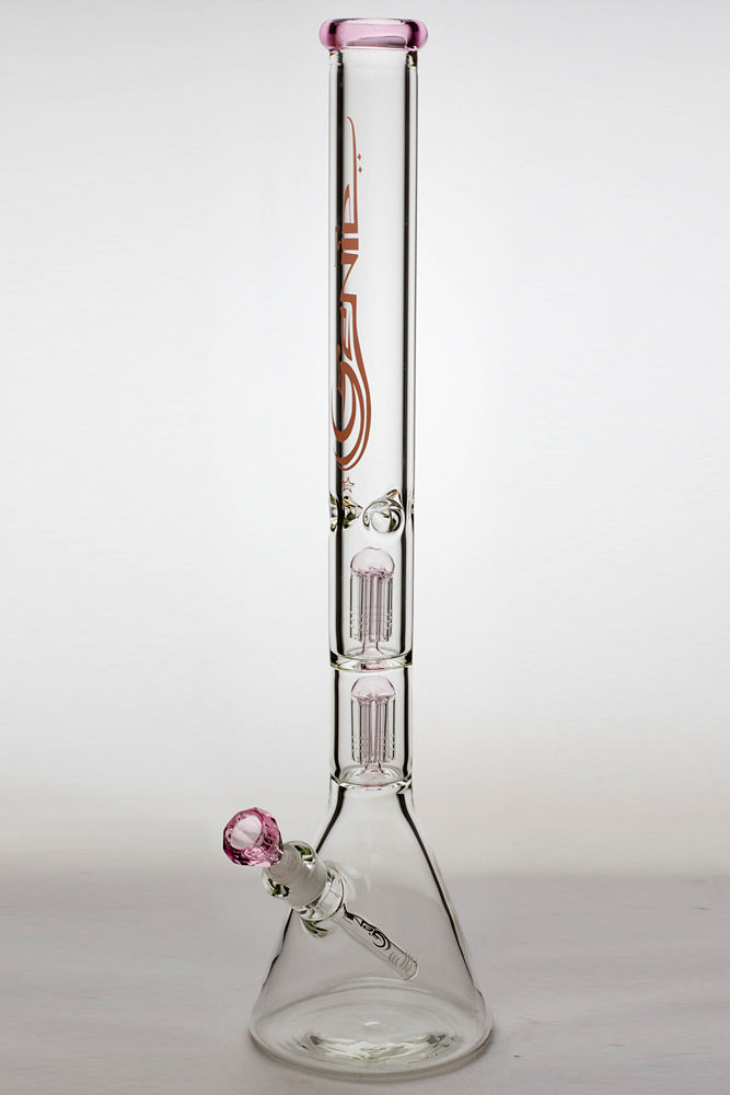 24" genie double 6 arms heavy glass water beaker bong