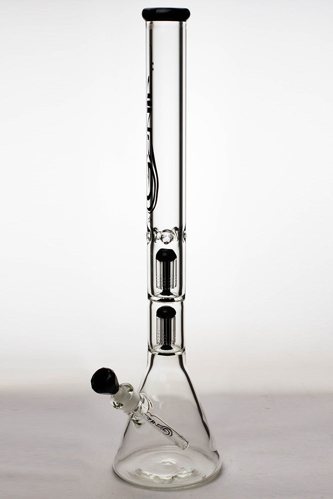 24" genie double 6 arms heavy glass water beaker bong