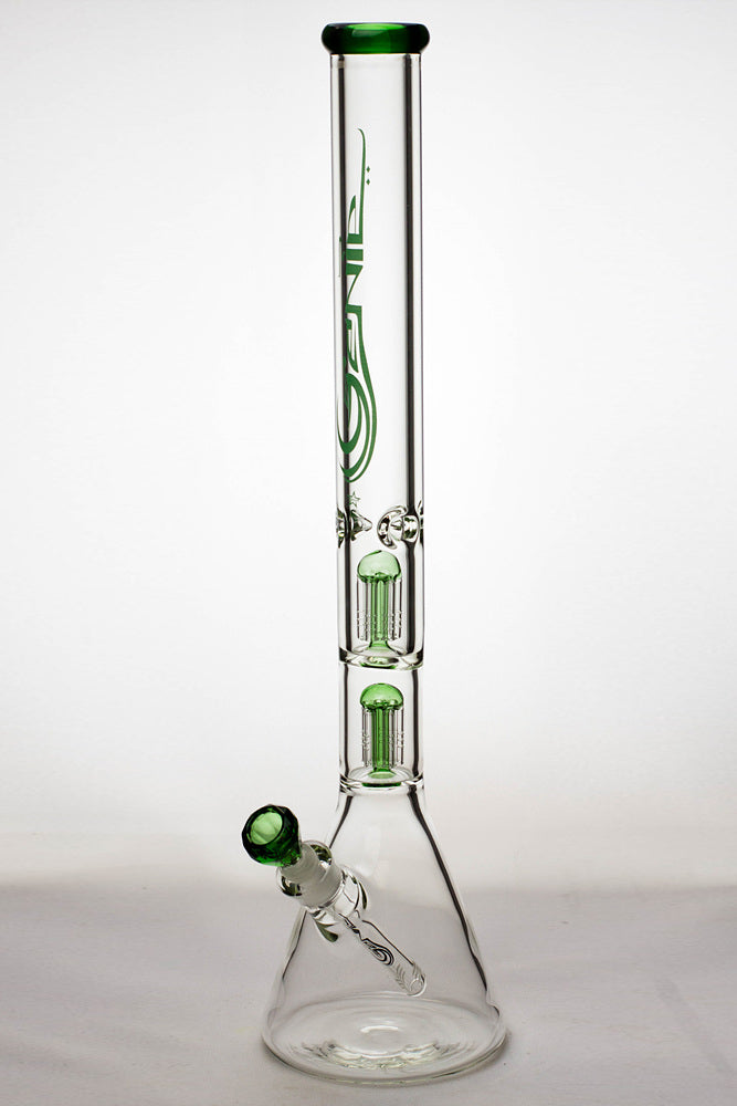 24" genie double 6 arms heavy glass water beaker bong