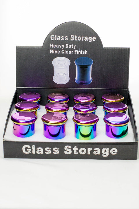 Heavy duty Glass stash 3 oz. Jars in a display case