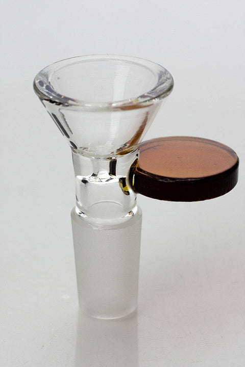Glass bowl with round handle