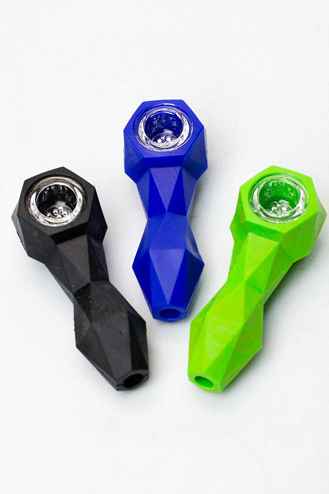 Silicone hand pipe with multi holes glass bowl ( GP1538 )