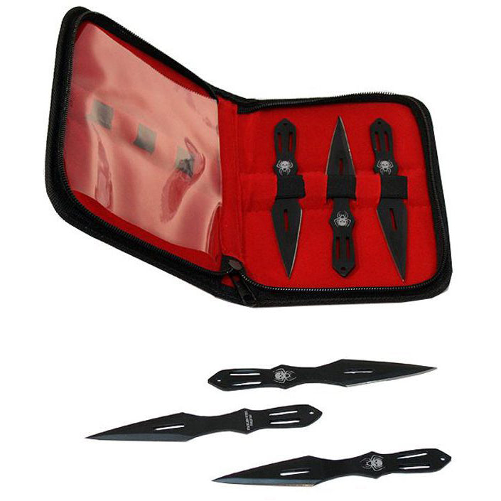 5.5″ Black Throwing Knives With Carrying Case Set Of 6 [5730]