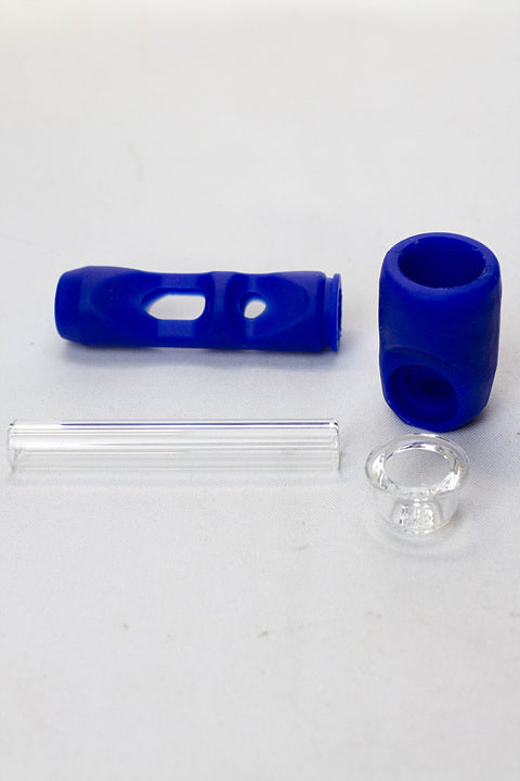 Silicone hand pipe with multi holes glass bowl and tube ( GP1537 )