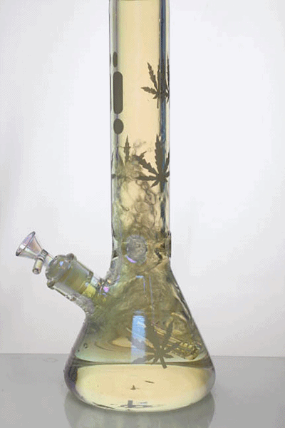 14" Infyniti leaf 7 mm metallic glass water bong (GP1587)