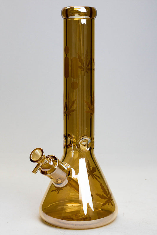 14" Infyniti leaf 7 mm metallic glass water bong (GP1587)