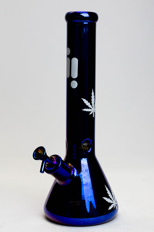 14" Infyniti leaf 7 mm metallic glass water bong (GP1587)