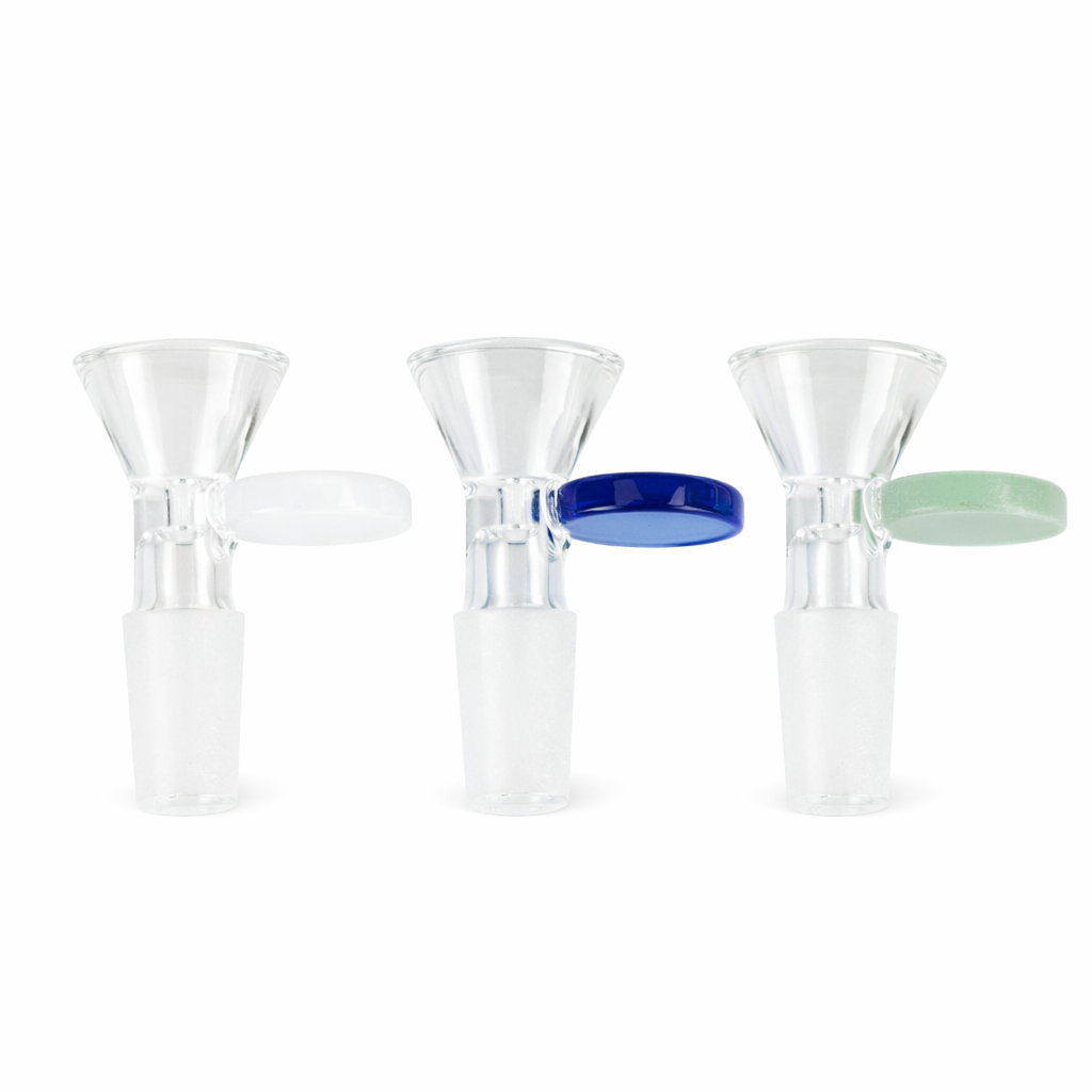 Glass Bowl with Milk Color Round Handle – 14mm (Pack of 3)