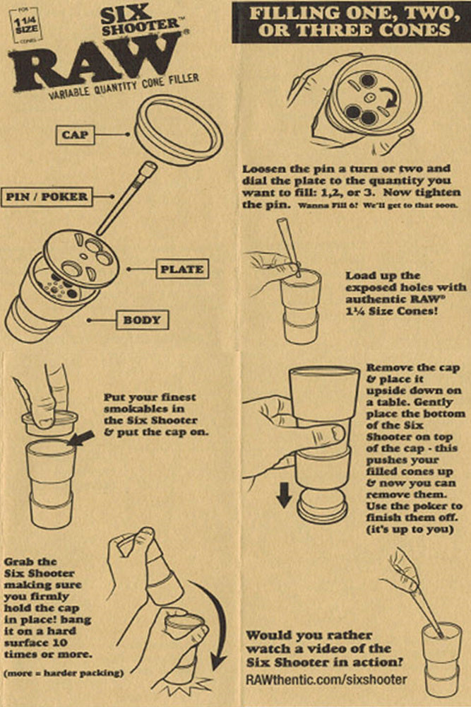 Raw six shooter for King size cones