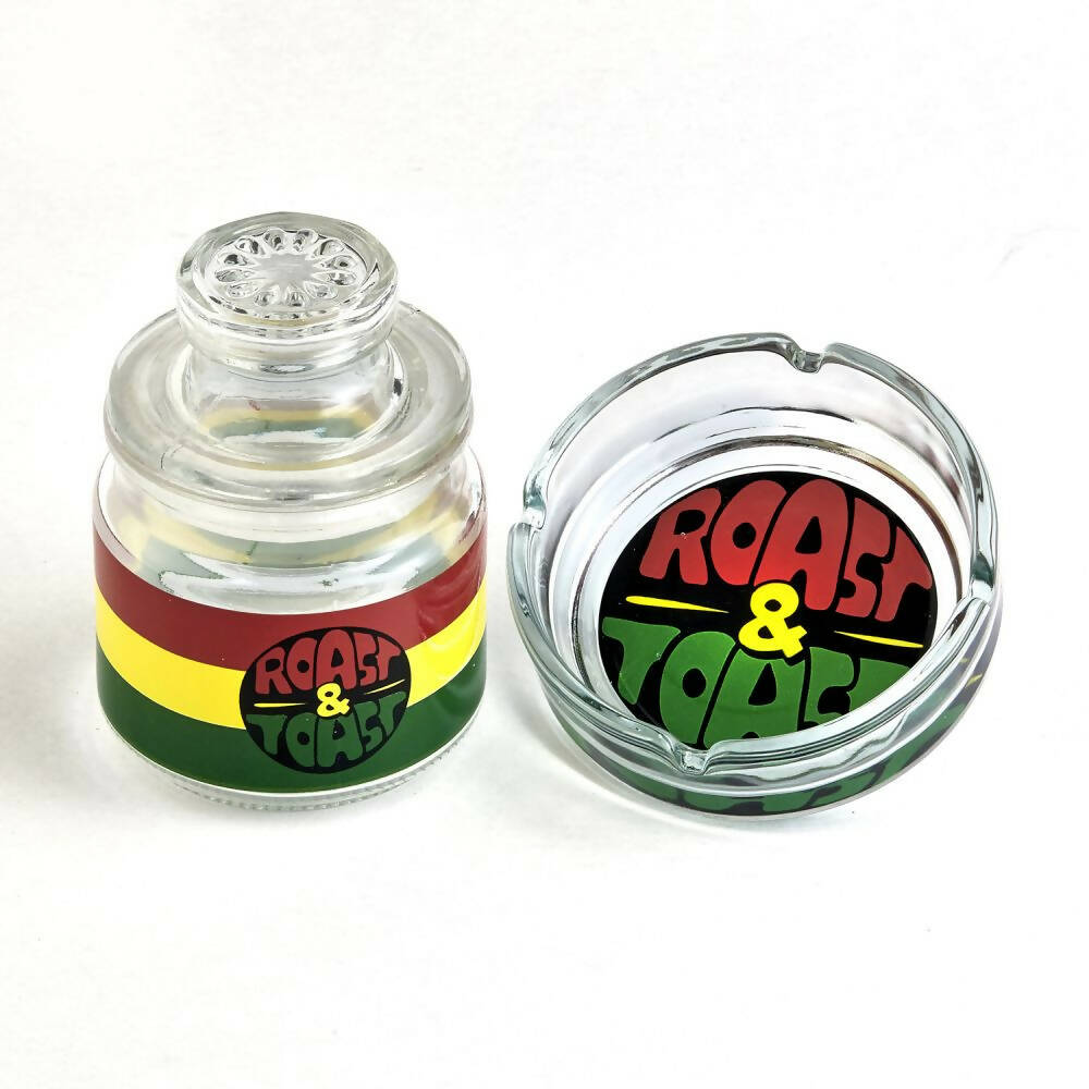 ASHTRAY SET WITH STASH JAR - VINTAGE ROAST & TOAST