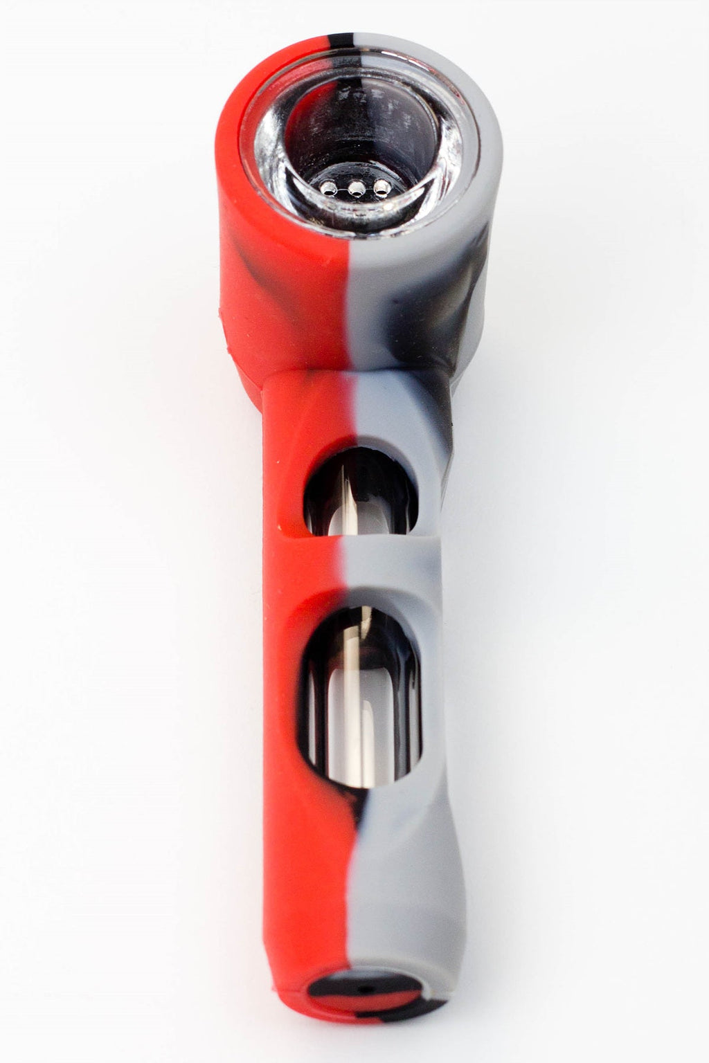Multi colored Silicone hand pipe with glass bowl and tube
