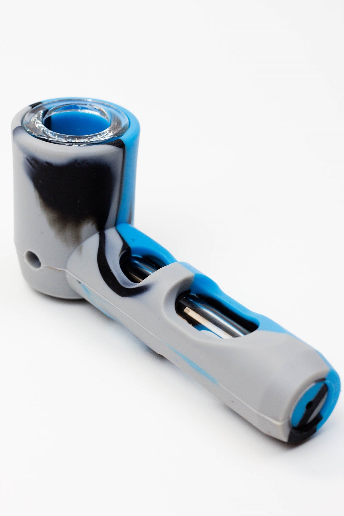 Multi colored Silicone hand pipe with glass bowl and tube