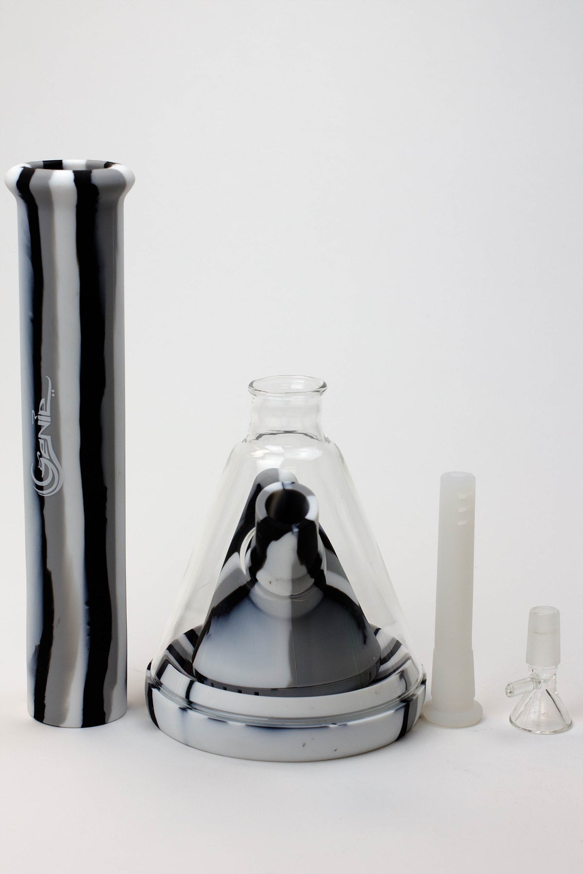 14" Genie multi colored detachable pyramid diffuser silicone water bong
