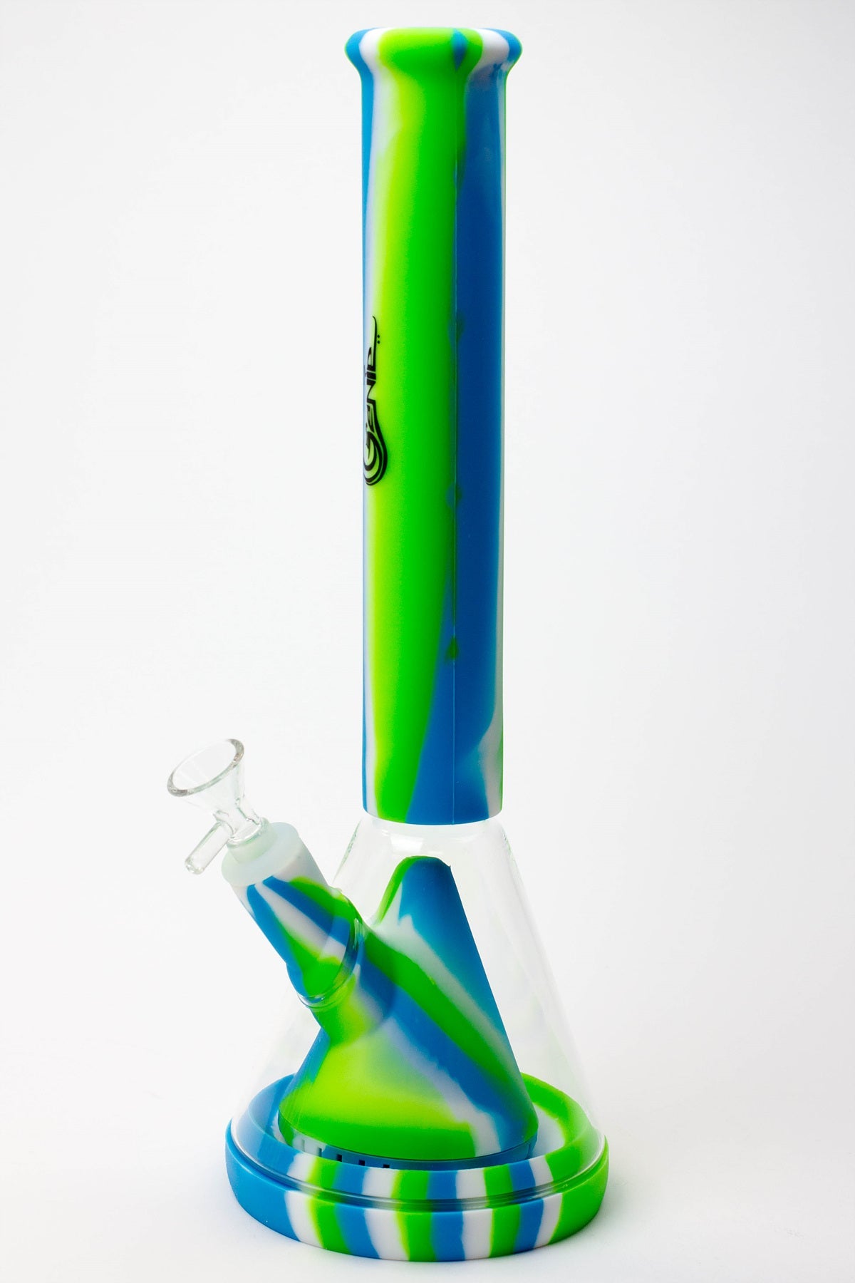 14" Genie multi colored detachable pyramid diffuser silicone water bong
