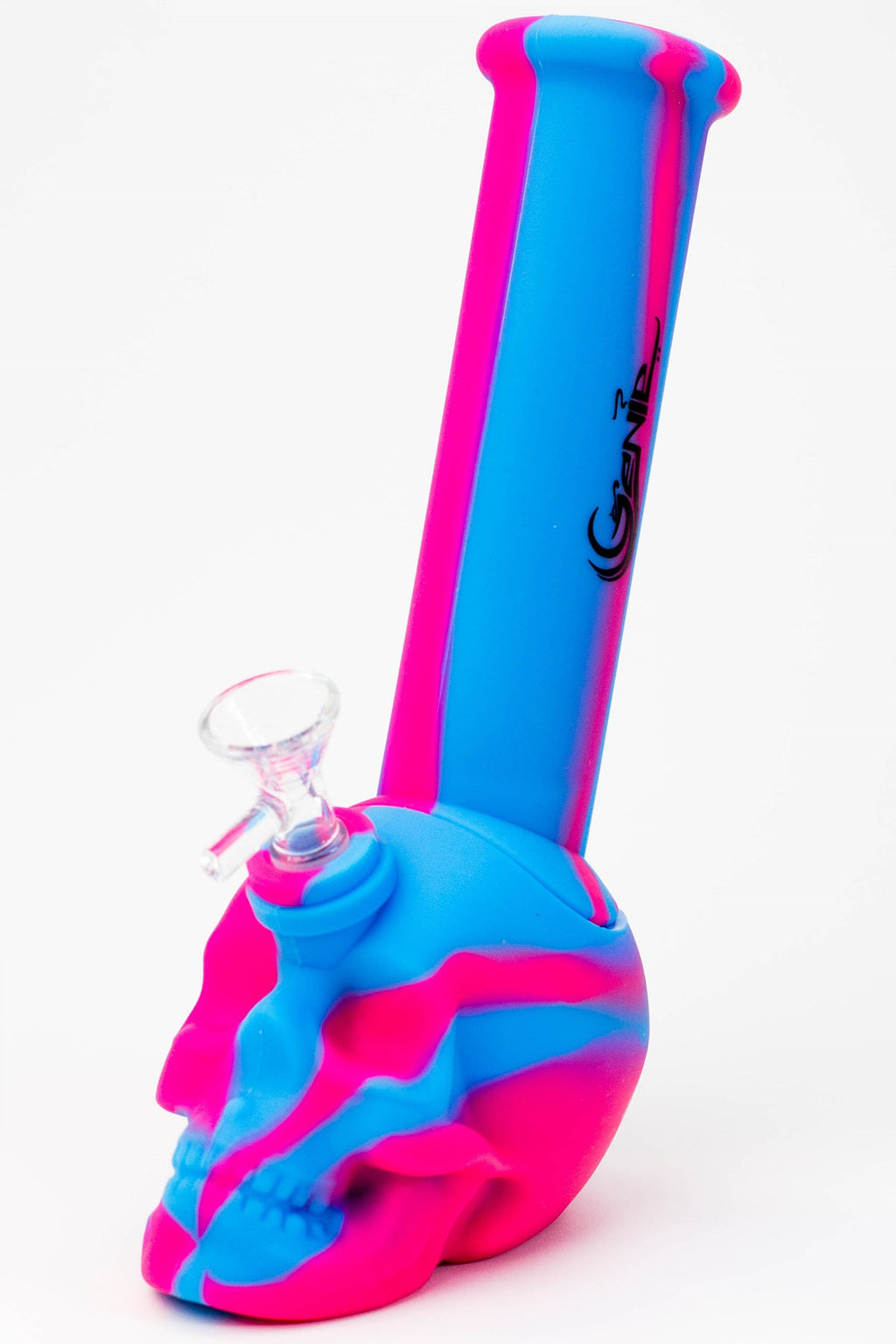 9" Genie skull multi colored detachable silicone water bong