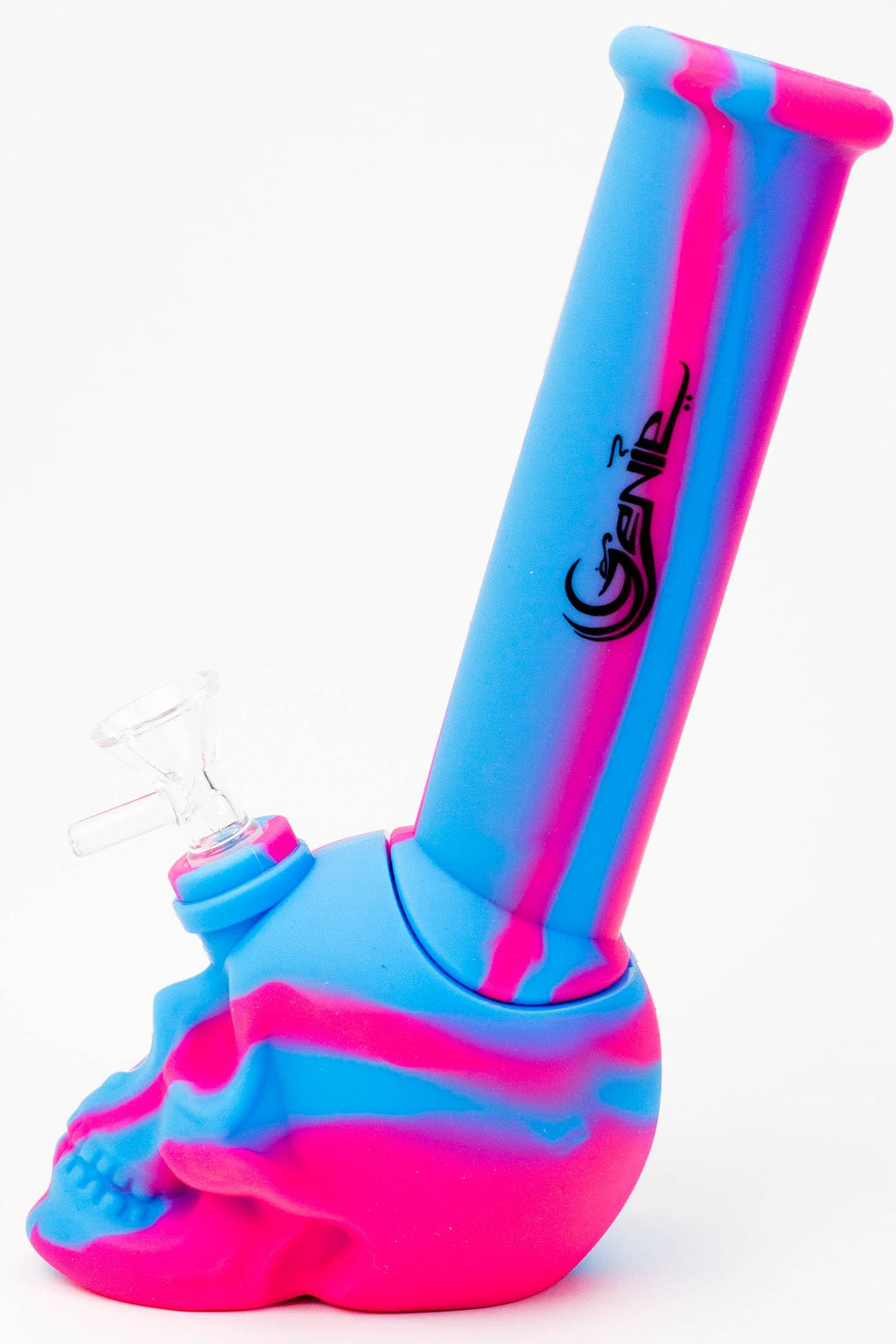 9" Genie skull multi colored detachable silicone water bong