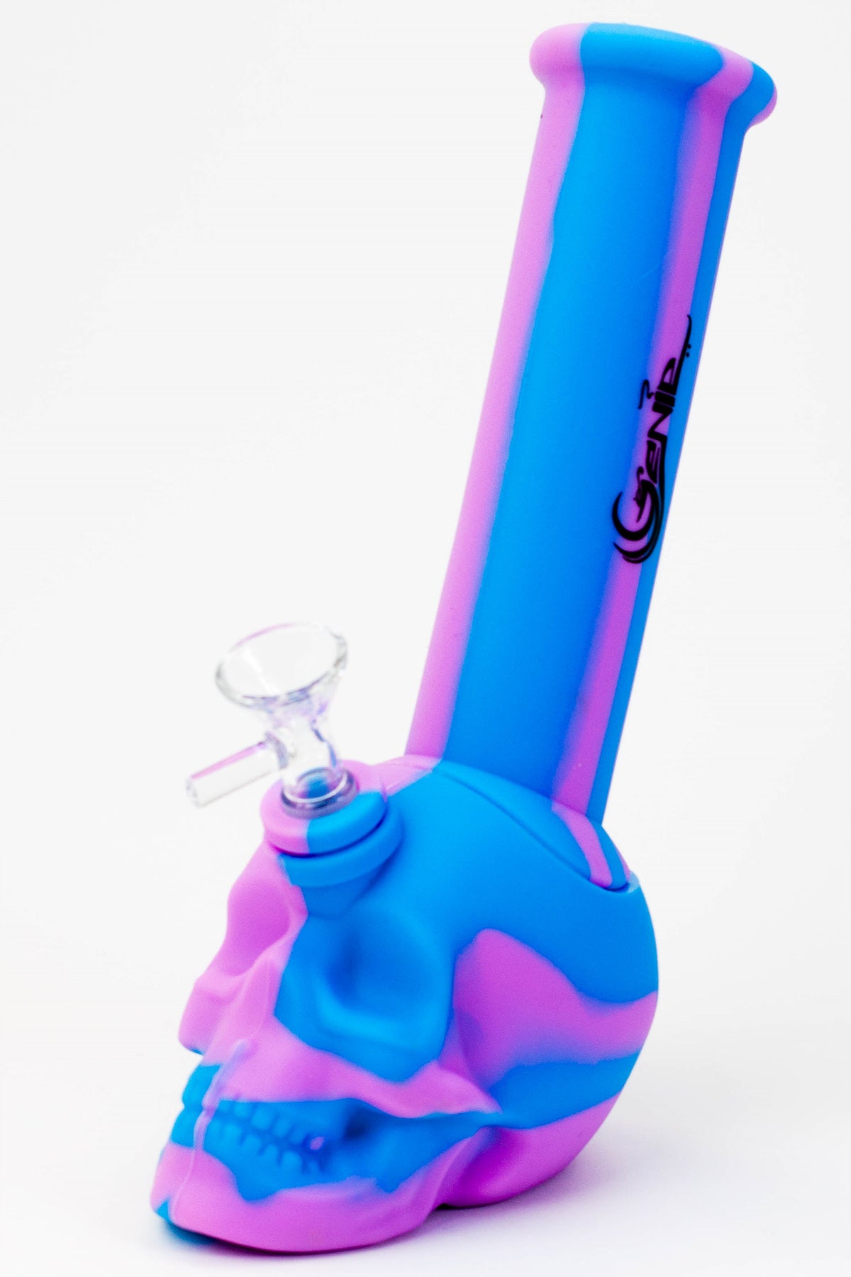 9" Genie skull multi colored detachable silicone water bong