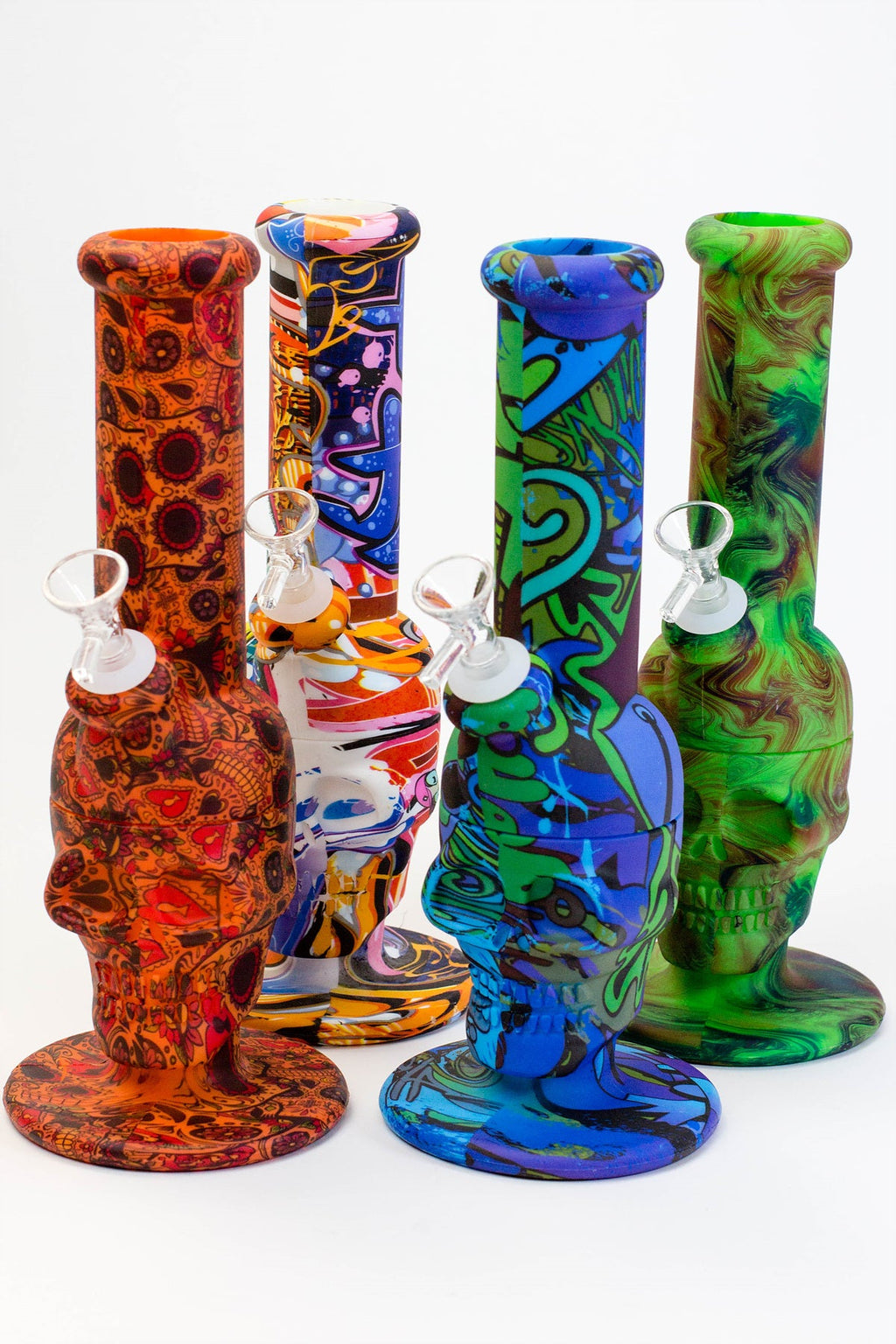 11" Assorted design silicone detachable skull bong