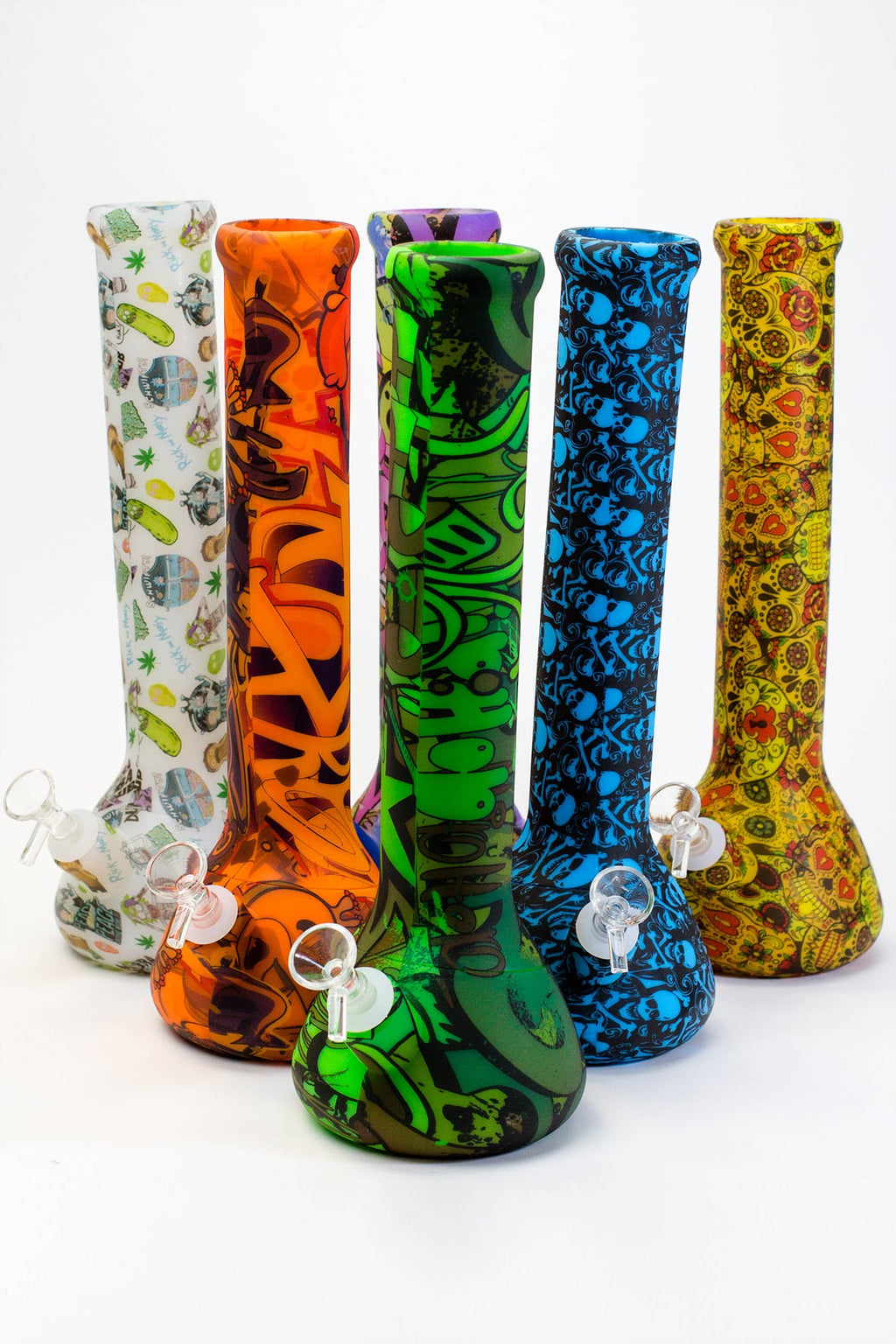 13" Assorted design detachable Silicone water bong