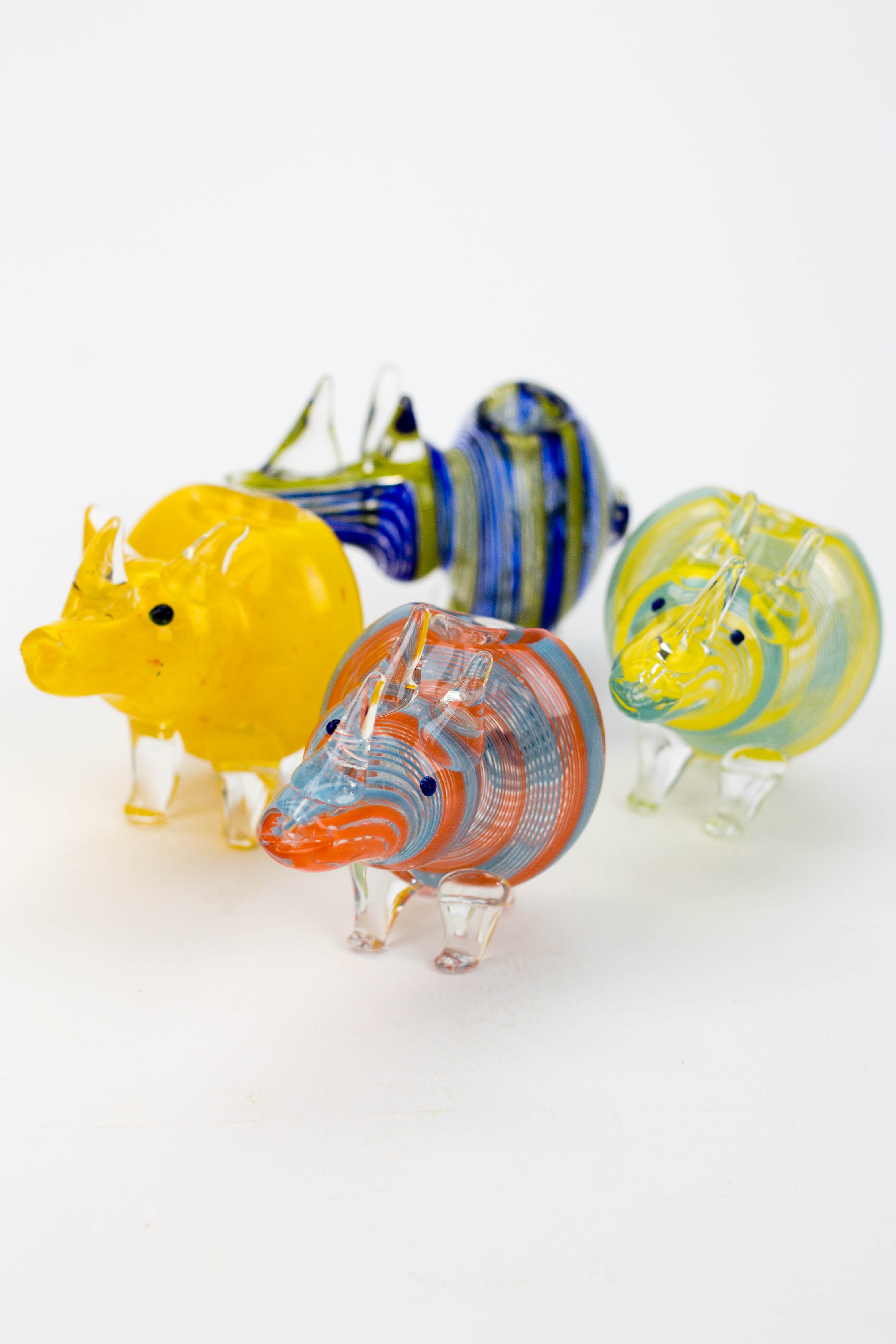 Standing Rhino glass hand pipe
