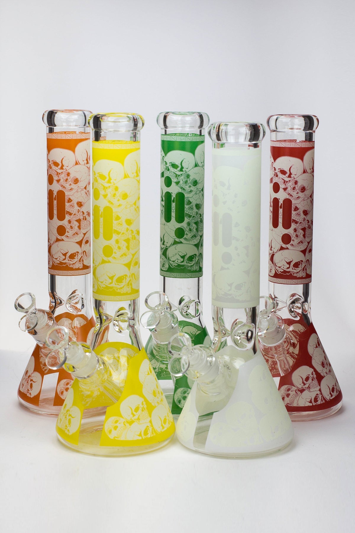 14" Infyniti Skull Glow in the dark 7 mm glass bong
