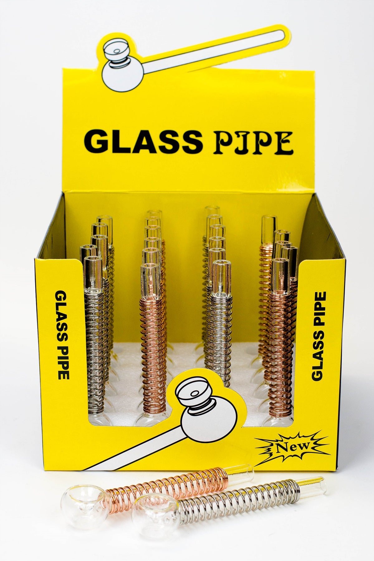 5.5" Glass tube pipe TP003 with Coil spring Box of 24
